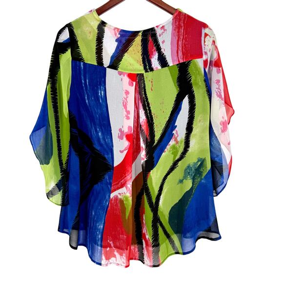 Ali Miles Sz Small Wearable Art to Wear Tropical Beach Blouse Shirt Top Artsy - Picture 7 of 7